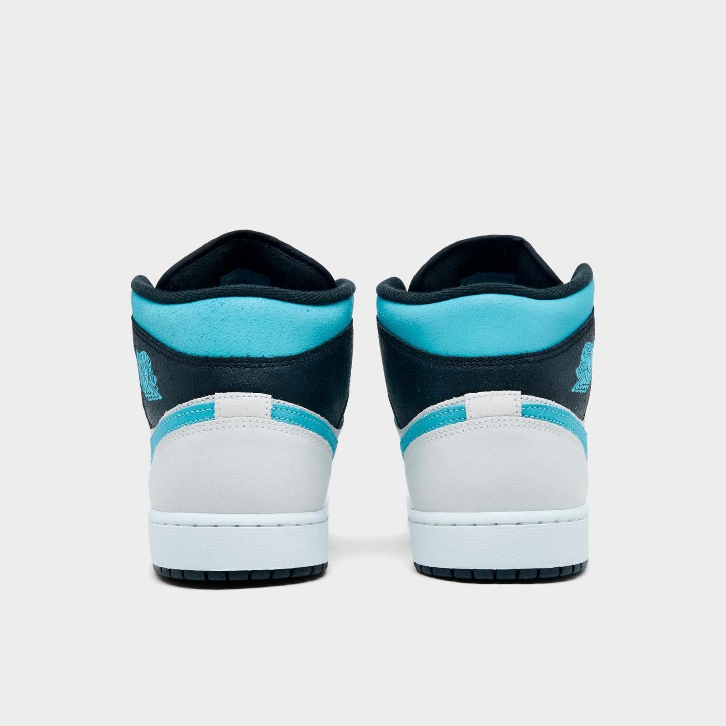 Men's Air Jordan Retro 1 Mid SE Casual Shoes - Summit White/Blue Chill/Black - view 4