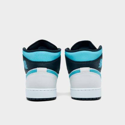Men's Air Jordan Retro 1 Mid SE Casual Shoes - Summit White/Blue Chill/Black - view 4