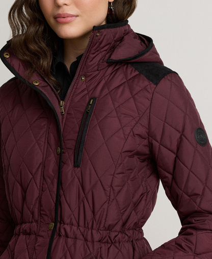 Lauren Ralph Lauren Women's Hooded Anorak Quilted Coat, Created for Macy's - Dark Garnet