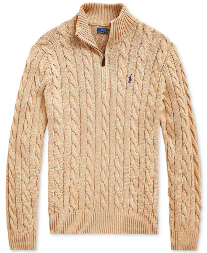 Polo Ralph Lauren Men's Cable-Knit Cotton Sweater - Camel Melange