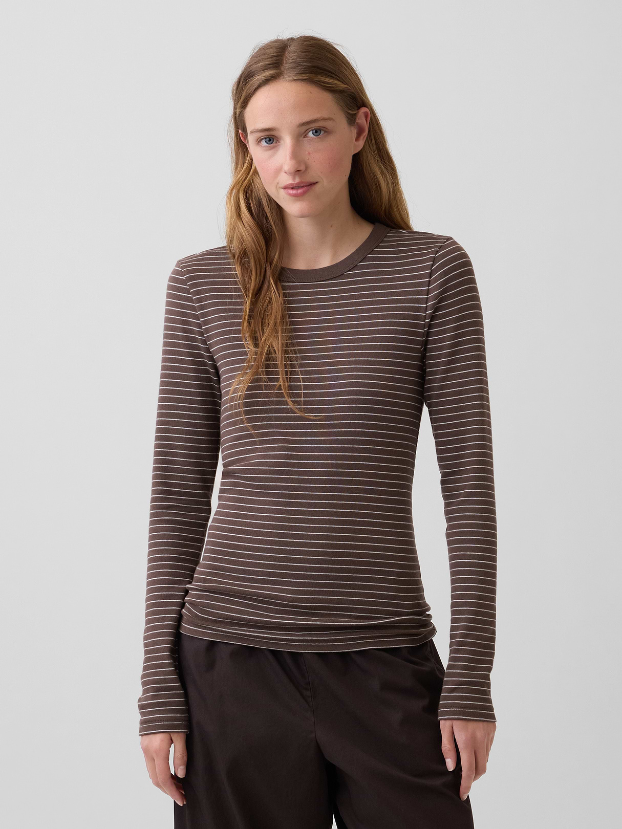 Modern Crewneck T-Shirt - Brown stripe