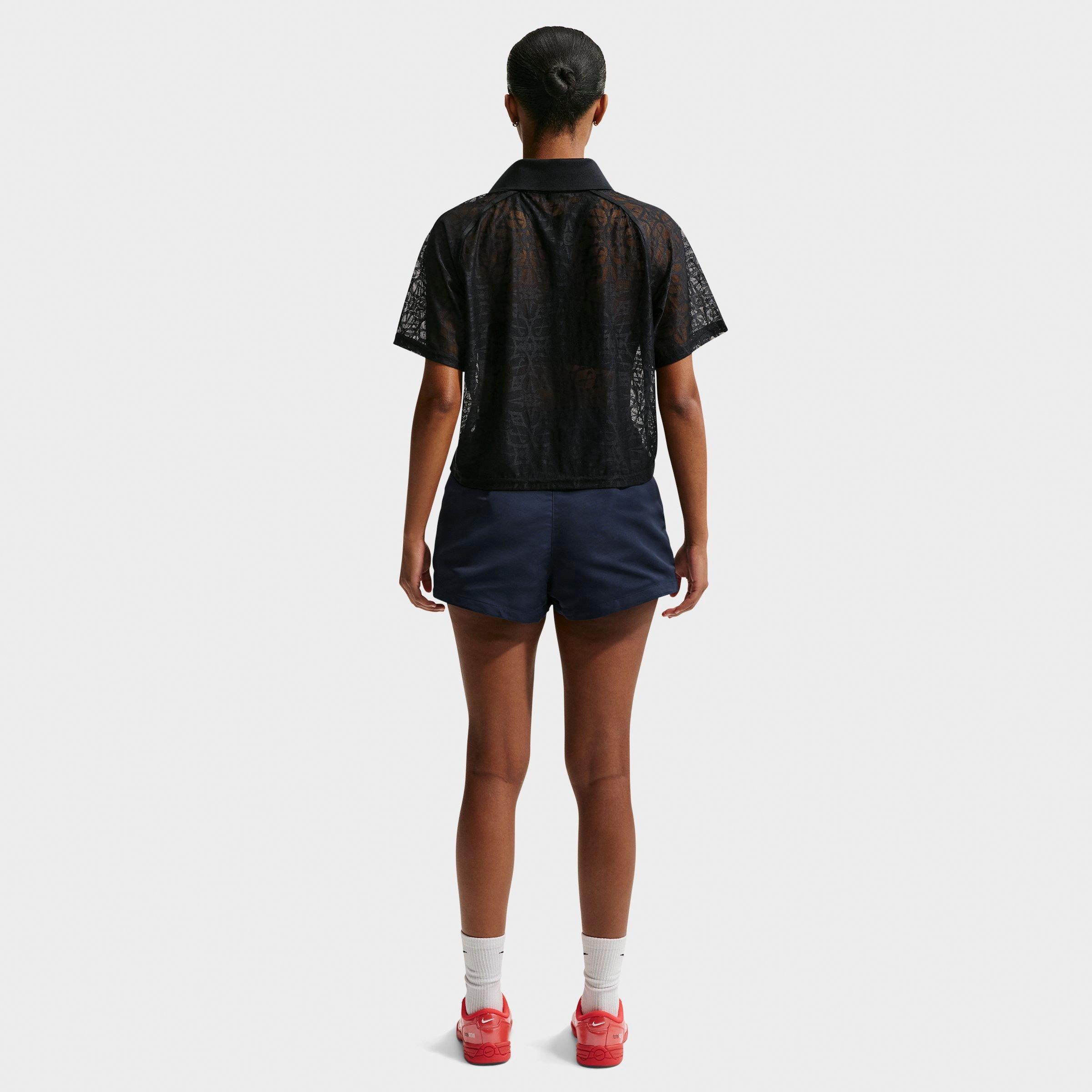 Women's Nithtke Sportswear Loose Lace Polo Jersey Top - Black/Black/Black/White