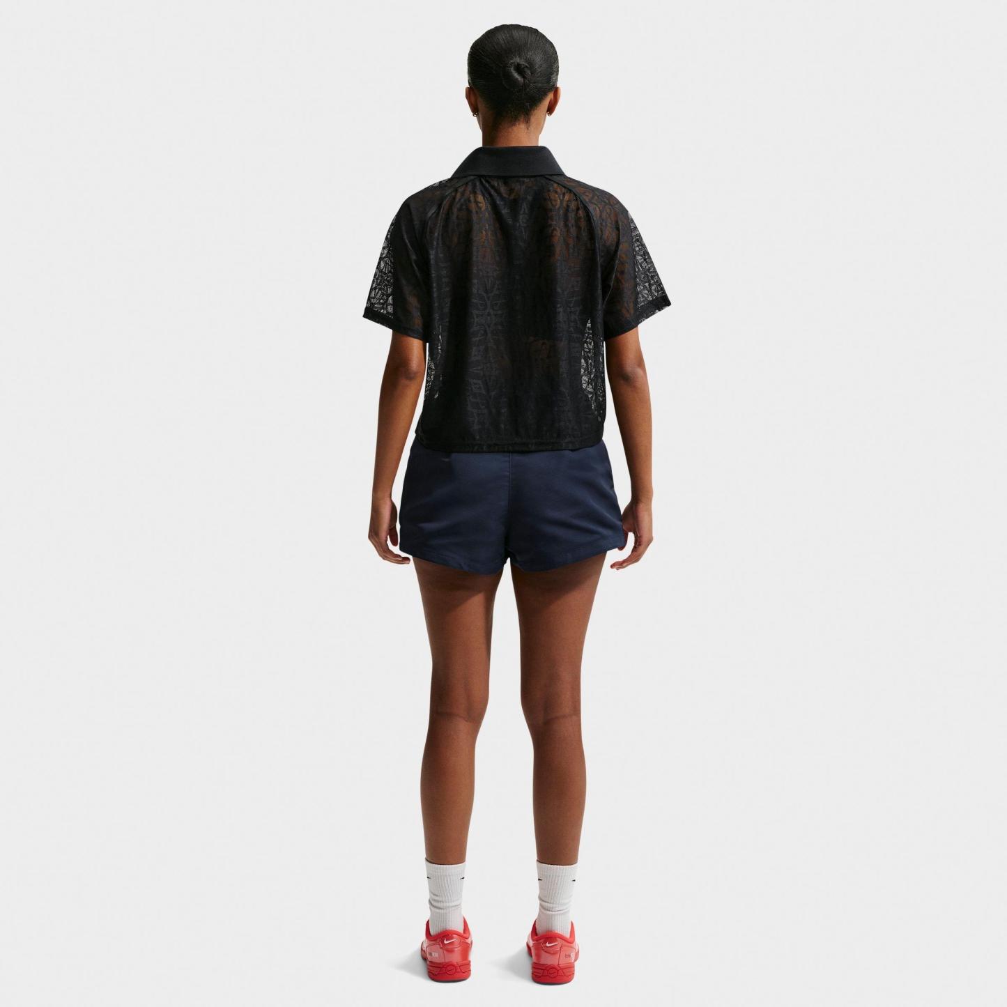 Women's Nithtke Sportswear Loose Lace Polo Jersey Top - Black/Black/Black/White