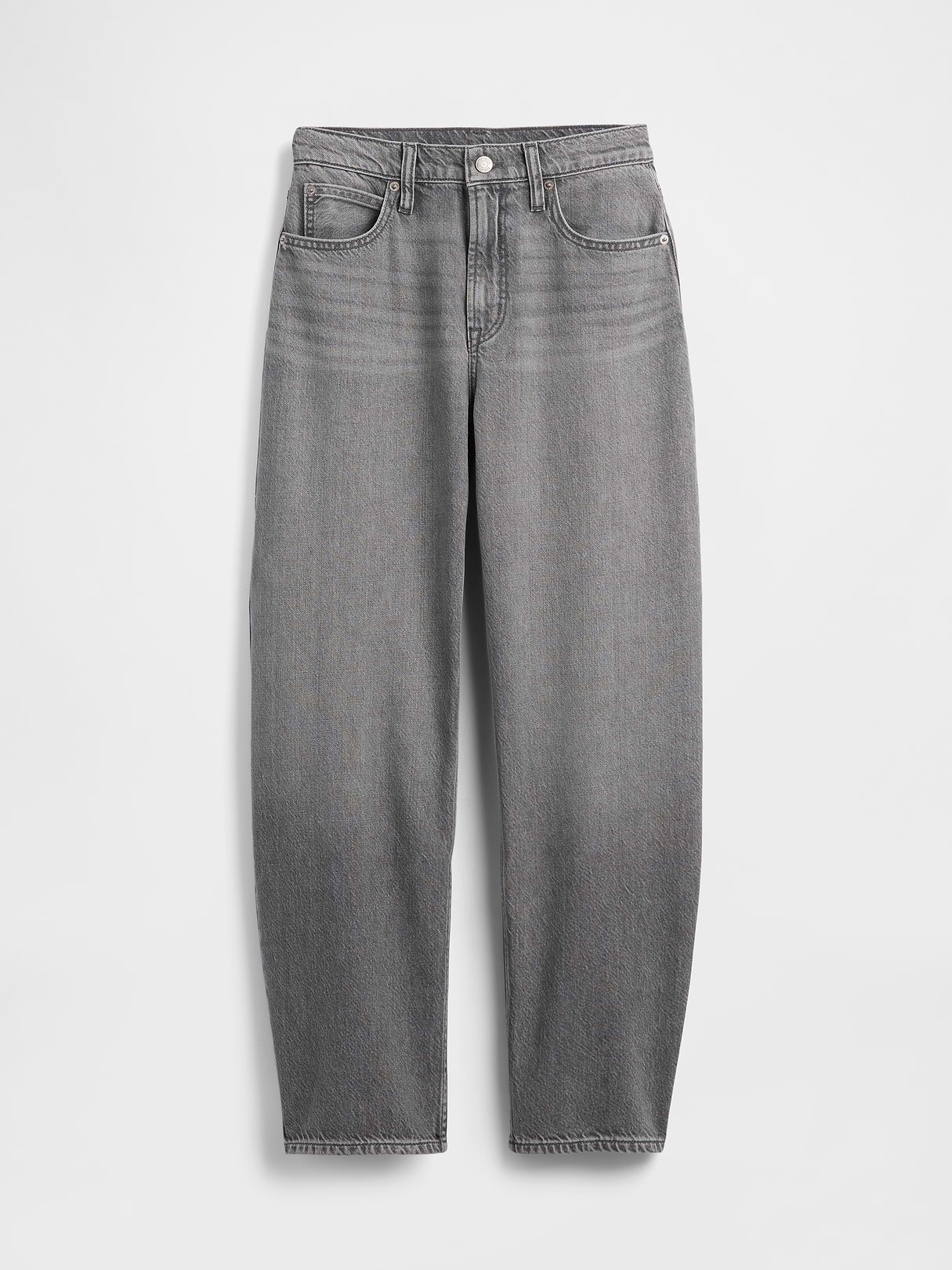 High Rise Khaki Stripe Barrel Jeans - Grey wash