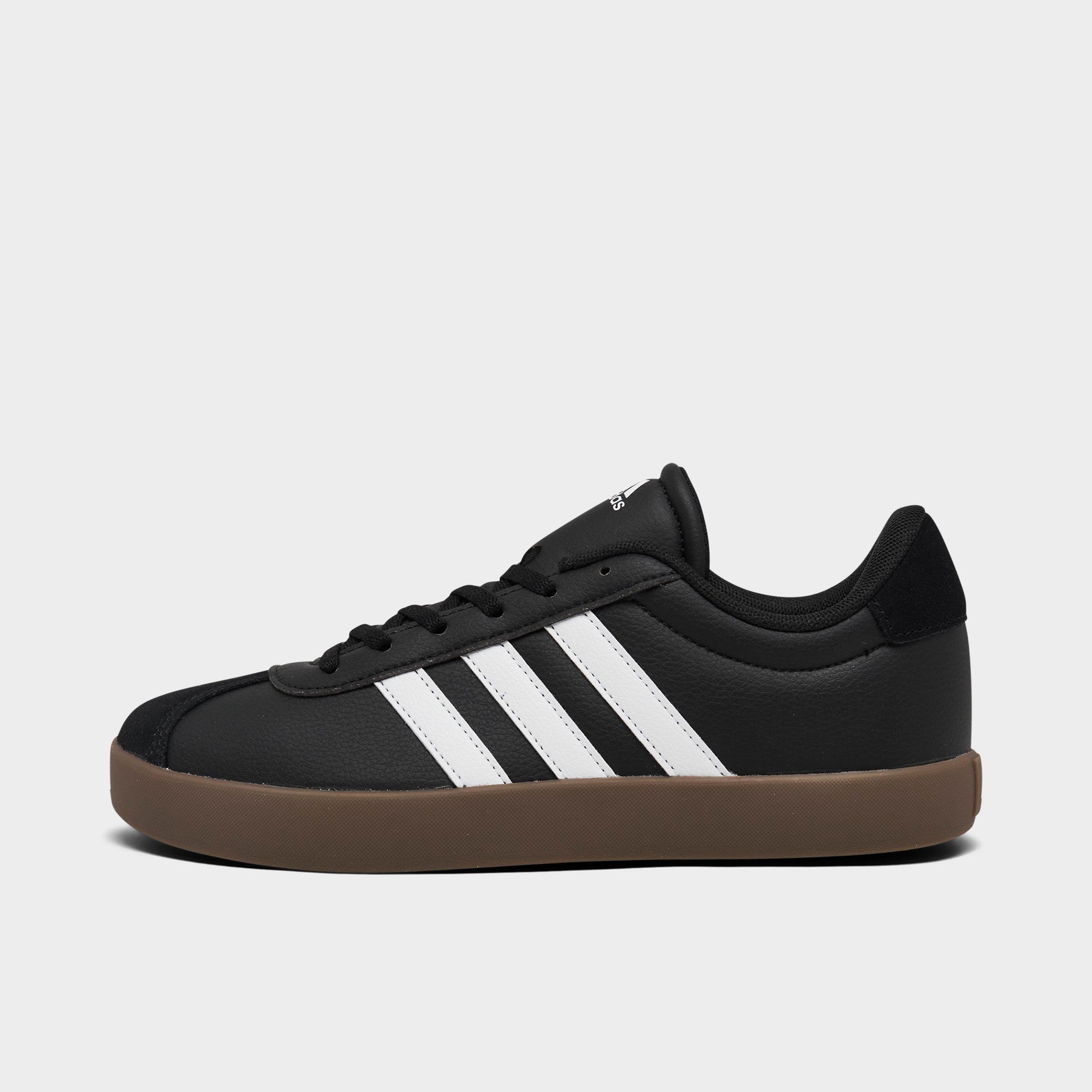 Big Kids' adidas VL Court 3.0 Skateboarding Casual Shoes - Core Black/Cloud White/Gum - Left shoe facing left. Outside of the shoe.