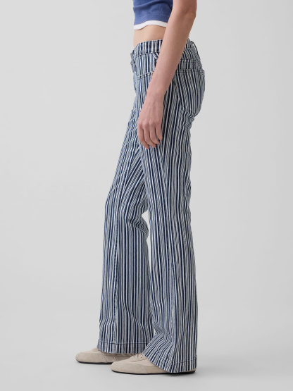 Low Rise Long & Lean Split-Hem Jeans - Blue railroad stripe