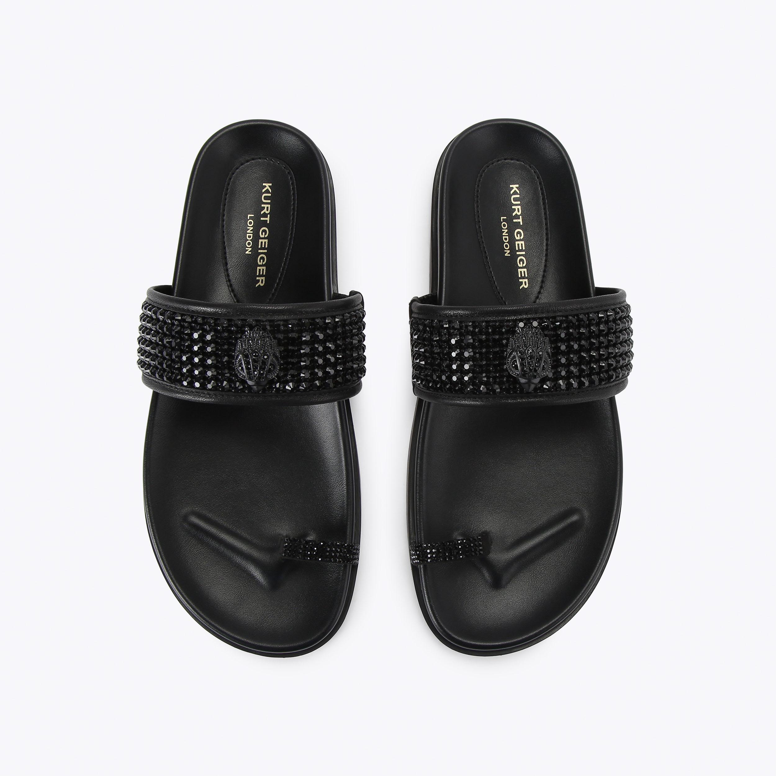 Kurt Geiger London Mesh Toe Thong Sandal - Black - view 3
