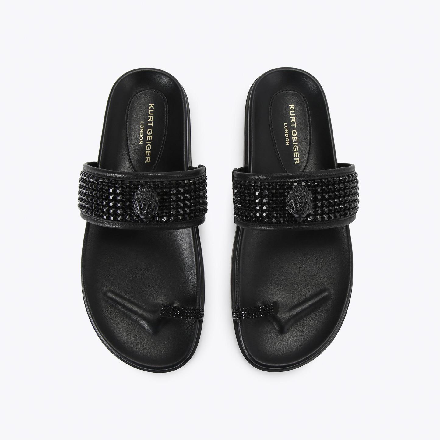 Kurt Geiger London Mesh Toe Thong Sandal - Black - view 3
