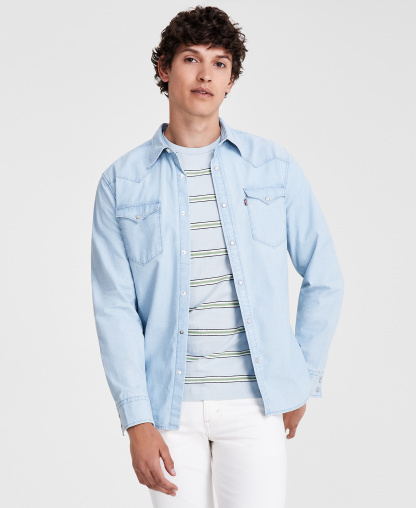 Levi's Men's Regular-Fit Western Shirt - Blue
