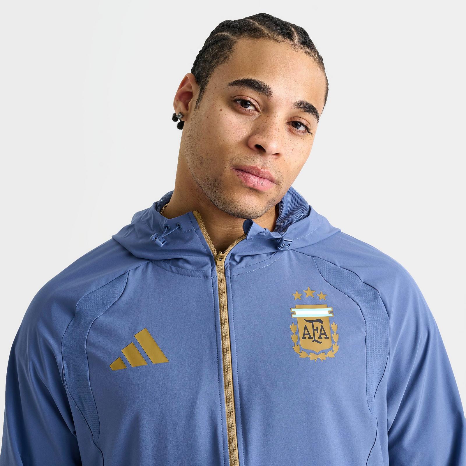 Men's adidas Argentina Tiro Travel Full-Zip Windbreaker Jacket - Crew Blue - view 5