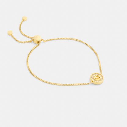 Signature Pavé Coin Slider Bracelet - Gold
