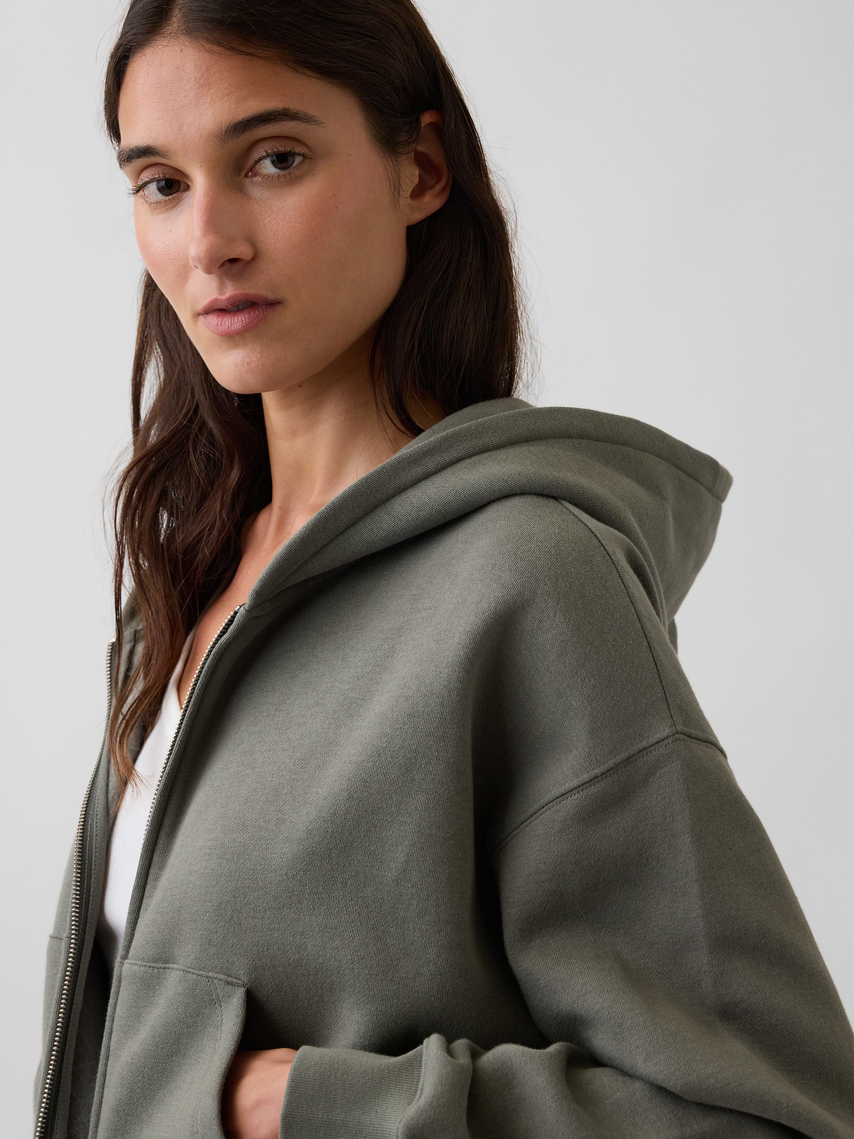 VintageSoft Wedge Zip Hoodie - Castor grey