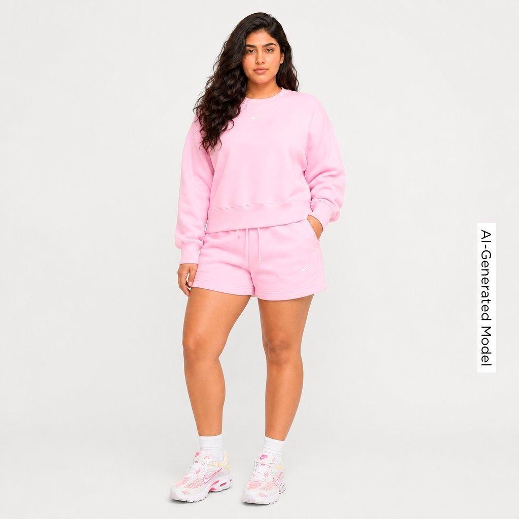 Women's Nithtke Sportswear Phoenix Fleece Oversized Crewneck Sweatshirt - Pink Foam/Sail