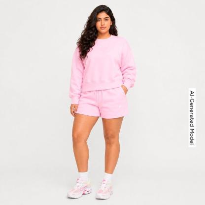 Women's Nithtke Sportswear Phoenix Fleece Oversized Crewneck Sweatshirt - Pink Foam/Sail