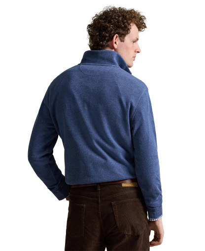 Polo Ralph Lauren Men's Estate-Rib Cotton Quarter-Zip Sweater - Derby Blue Heather
