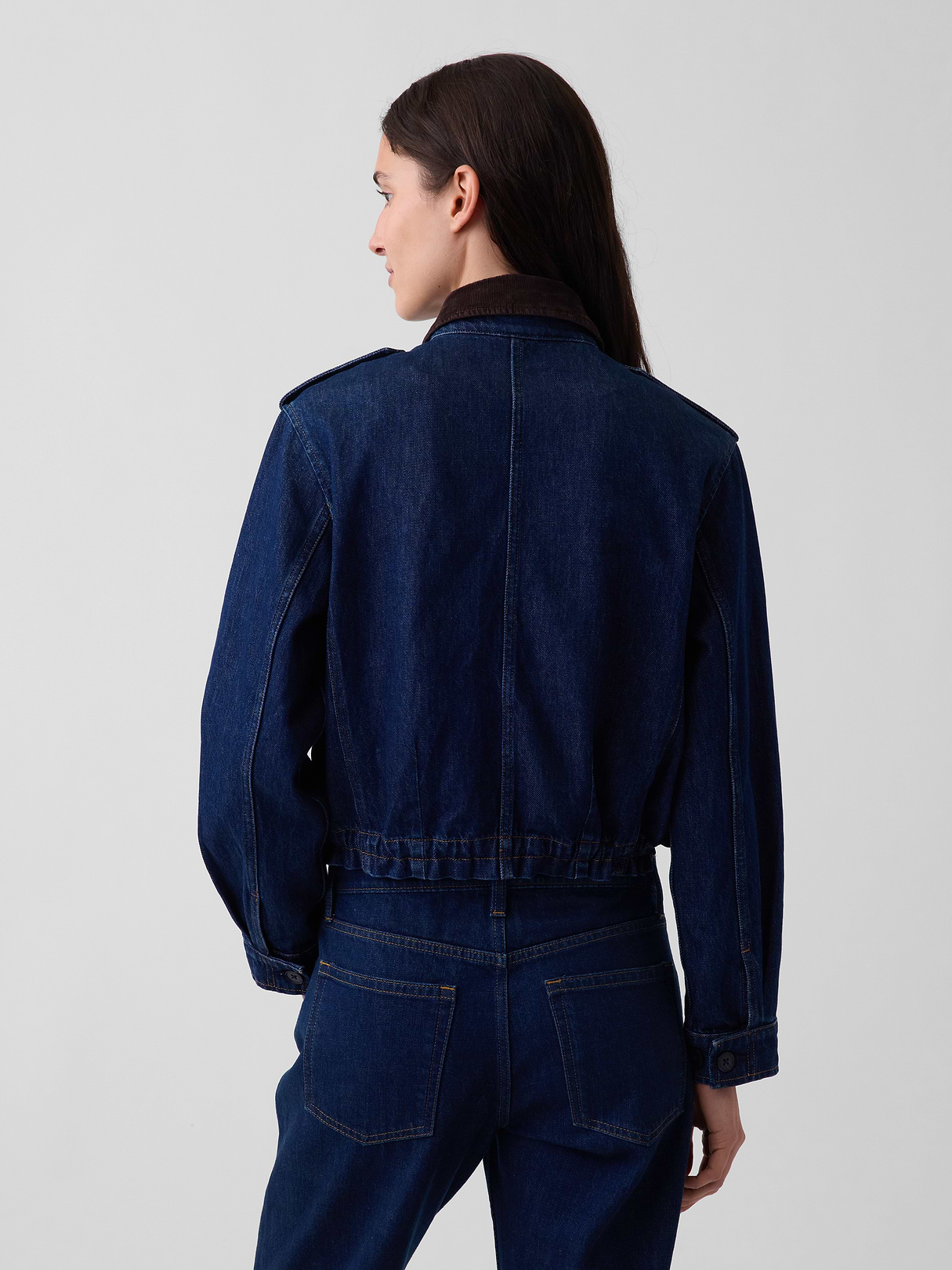 Canvas Crop Utility Jacket - Dark wash