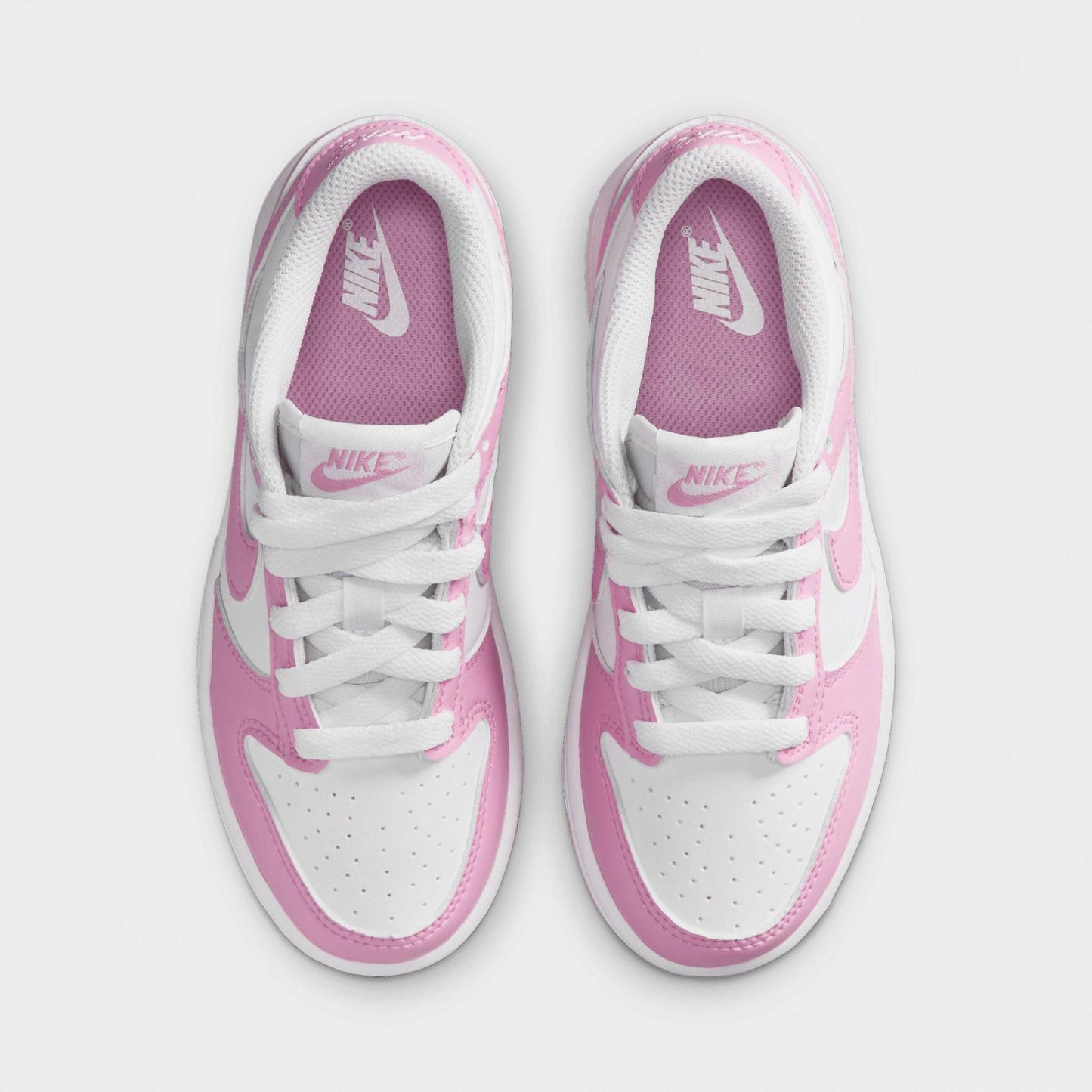 Little Kids' Nithtke Dunk Low Casual Shoes - Part 2 - White/White/White/Pink Rise - Top view