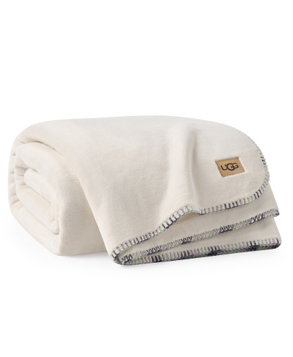 UGG® Coco Lightweight Throw, 50" x 70" - Snow Blue Embroidered