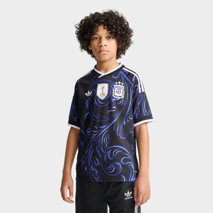 Big Kids' adidas Argentina 26 Away Soccer Jersey - Black/Lucid Blue/Blue Burst - view 1