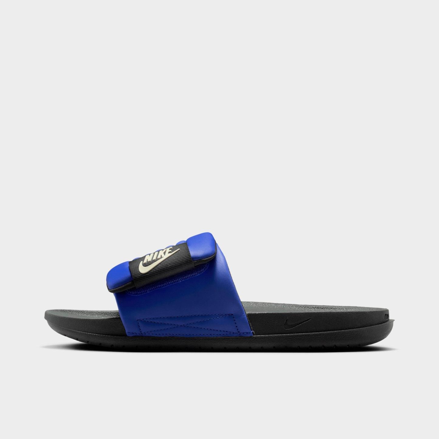 Men's Nithtke Offcourt Adjust Slide Sandals - Lapis/Dark Smoke Grey/Coconut Milk - Left shoe facing left. Outside of the shoe.