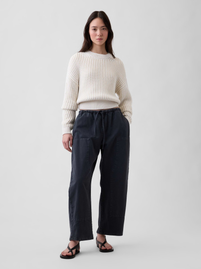 Easy Double-Knee Barrel Pants - Black
