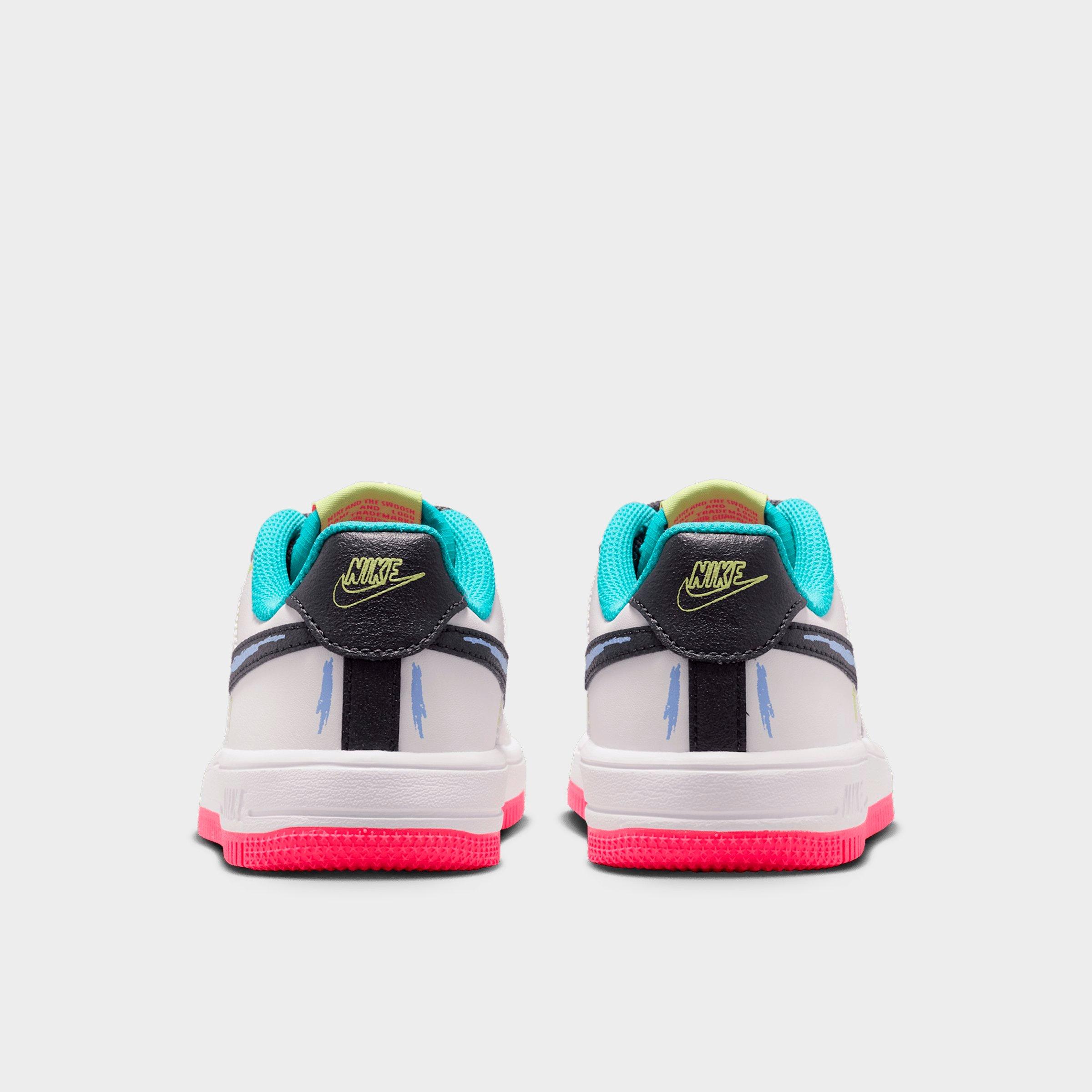 Little Kids' Nithtke Force 1 Low Casual Shoes - White/Hyper Pink/Dusty Cactus/Anthracite - Back view