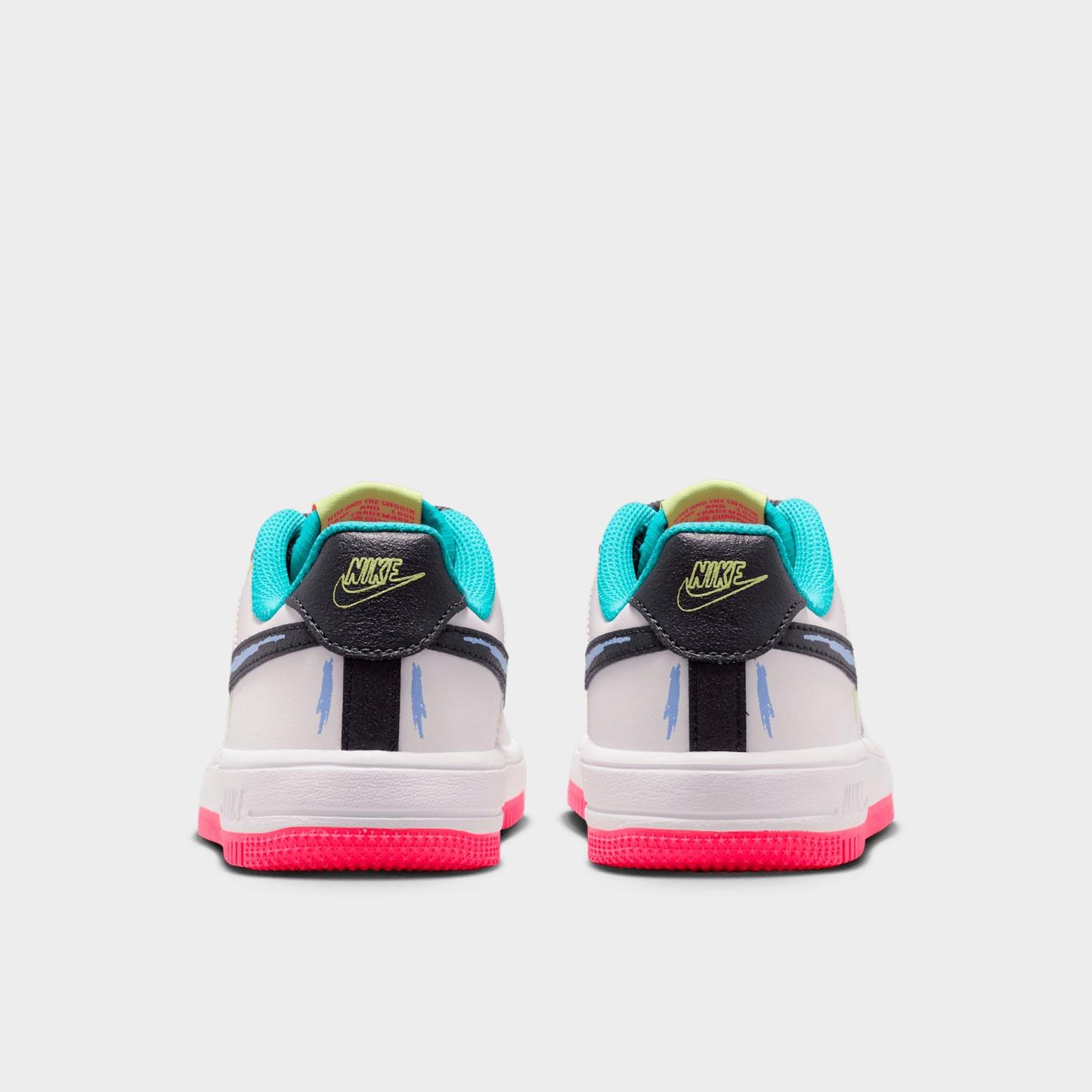 Little Kids' Nithtke Force 1 Low Casual Shoes - White/Hyper Pink/Dusty Cactus/Anthracite - Back view