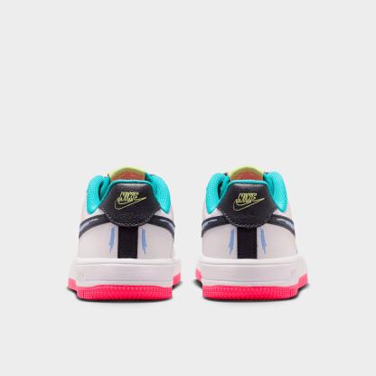 Little Kids' Nithtke Force 1 Low Casual Shoes - White/Hyper Pink/Dusty Cactus/Anthracite - Back view