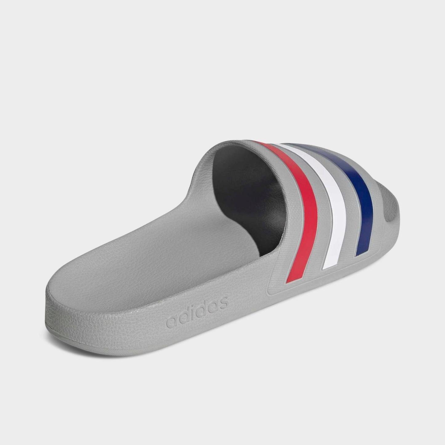 Men's adidas adilette Aqua Slide Sandals - Grey/Mystery Ink/Pure Ruby - view 4