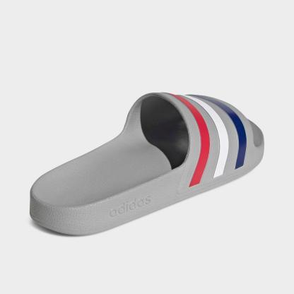 Men's adidas adilette Aqua Slide Sandals - Grey/Mystery Ink/Pure Ruby - view 4