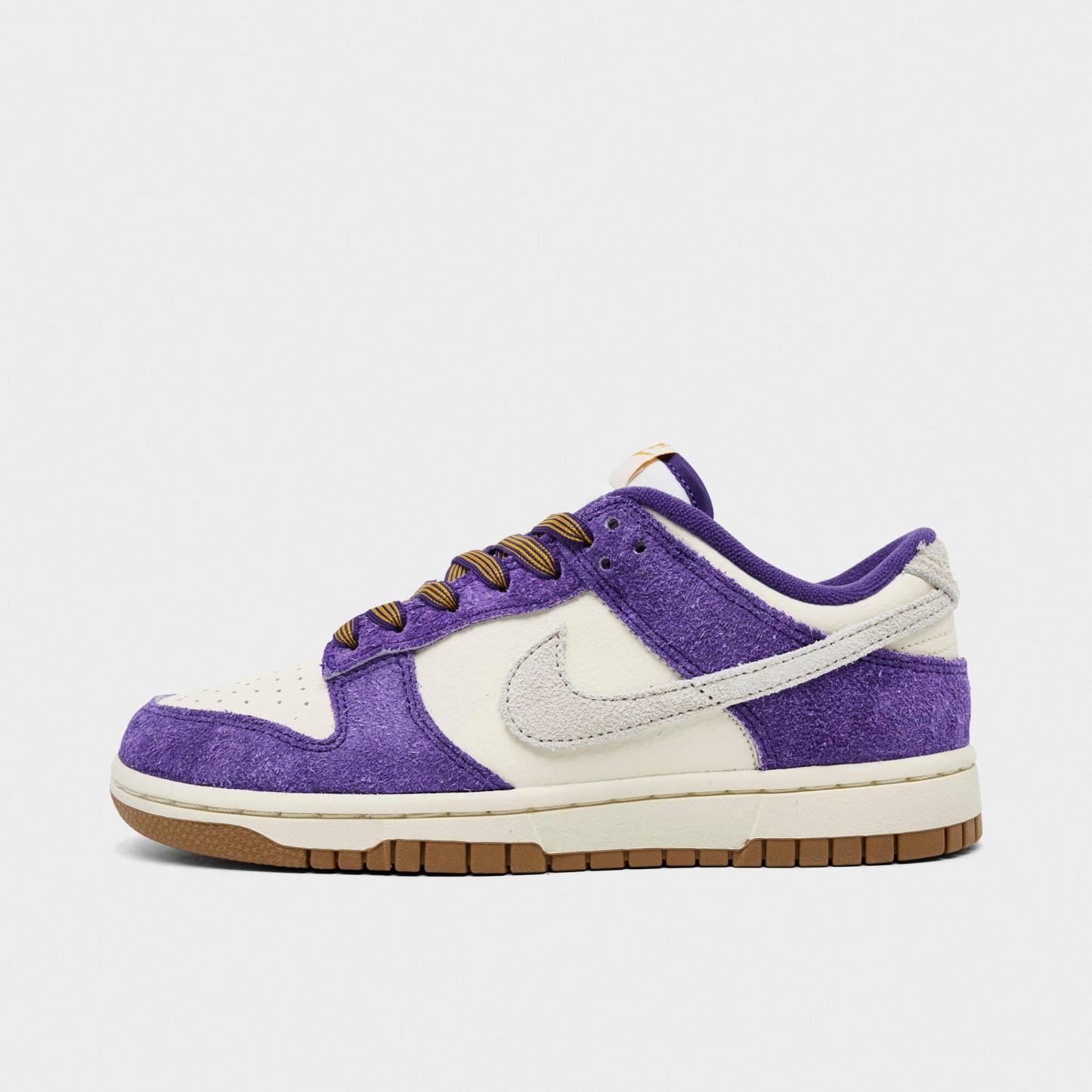 Women's Nithtke Dunk Low SE Casual Shoes - Court Purple/Coconut - Left shoe facing left. Outside of the shoe.