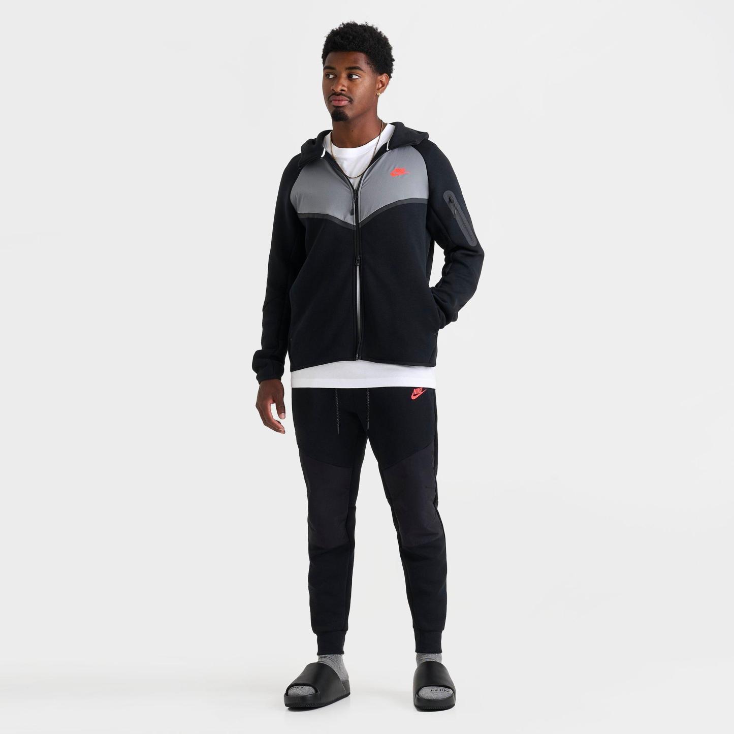 Men's Nithtke Tech Fleece Windrunner Full-Zip Jacket - Black/Smoke Grey/Bright Crimson