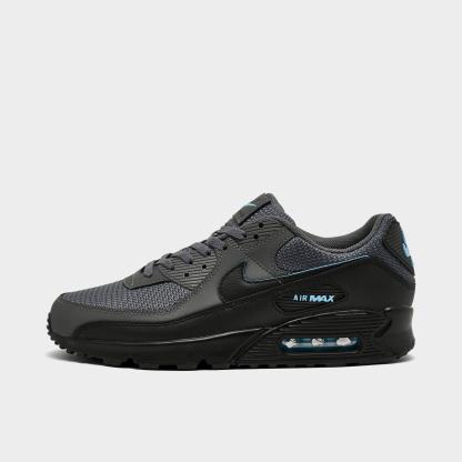 Men's Nithtke Air Max 90 Casual Shoes - Part 1 - Light Smoke Grey/Black/Football Blue - Left shoe facing left. Outside of the shoe.
