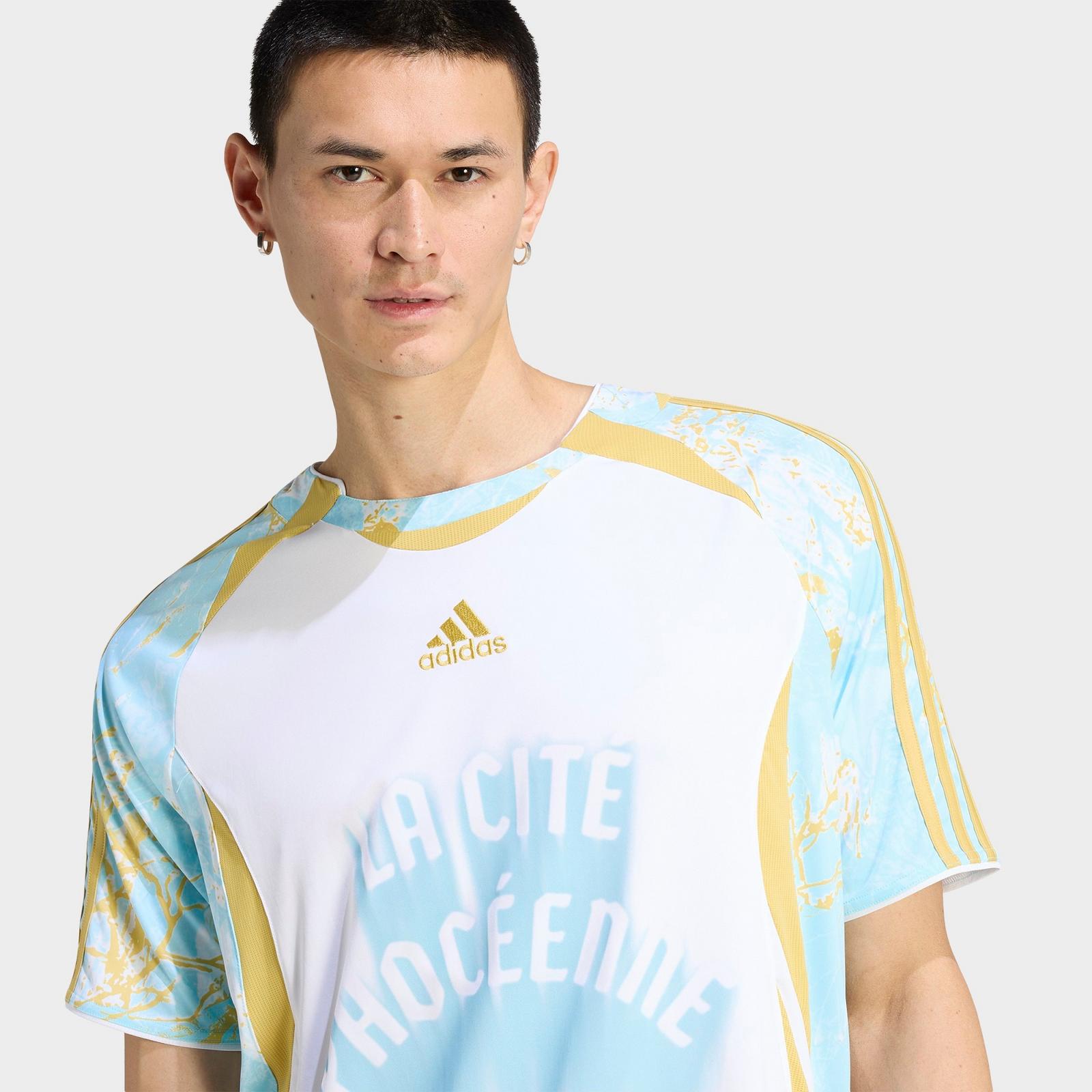 Men's adidas Originals France Graphic Soccer Jersey - White/Pyrite/Icey Blue - view 4