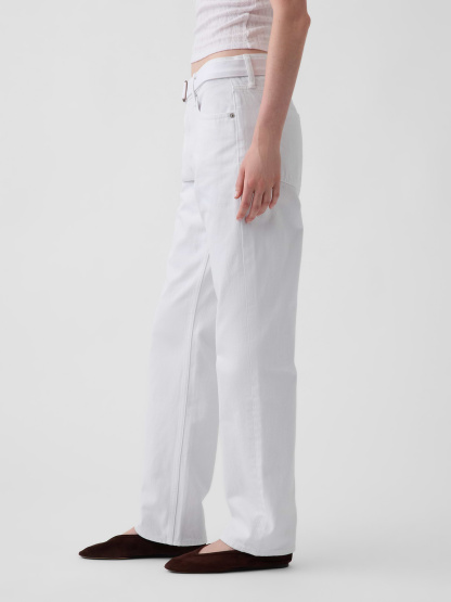 Mid Rise Straight Taper Jeans - Winter white