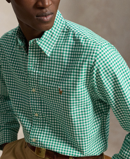Polo Ralph Lauren Men's Classic-Fit Plaid Brushed Oxford Shirt - Scarab Green White