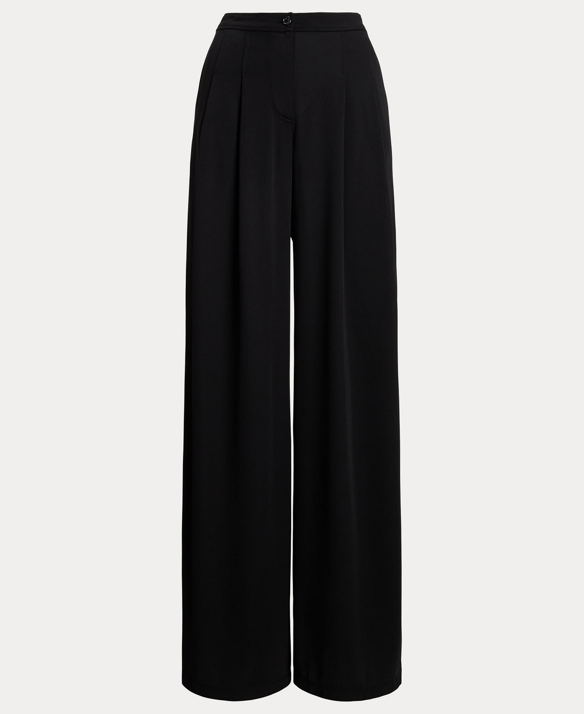 Lauren Ralph Lauren Women's Pleated Stretch Jersey Wide-Leg Pants - Black