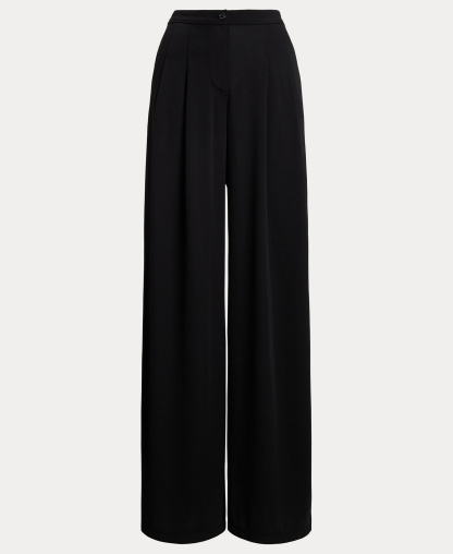 Lauren Ralph Lauren Women's Pleated Stretch Jersey Wide-Leg Pants - Black