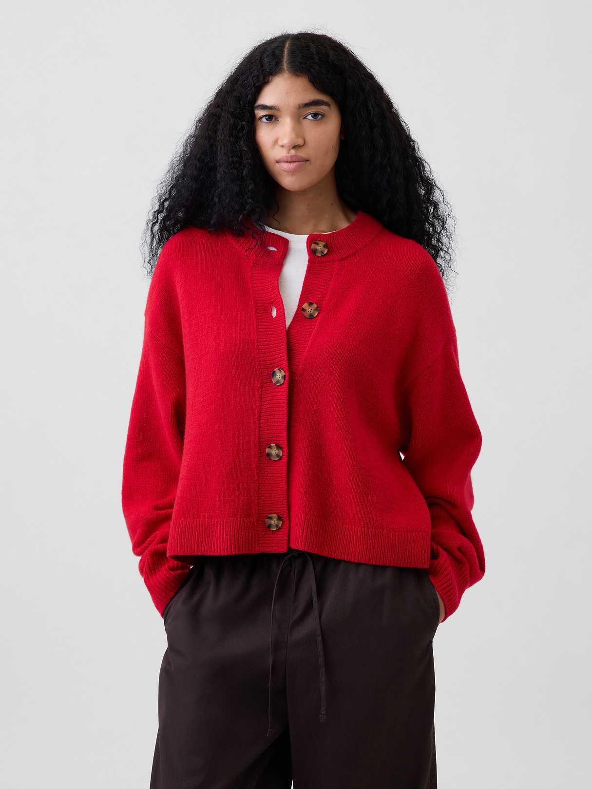 CashSoft Oversized Chunky Cardigan - Modern red