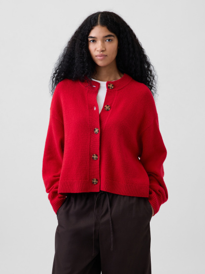CashSoft Oversized Chunky Cardigan - Modern red