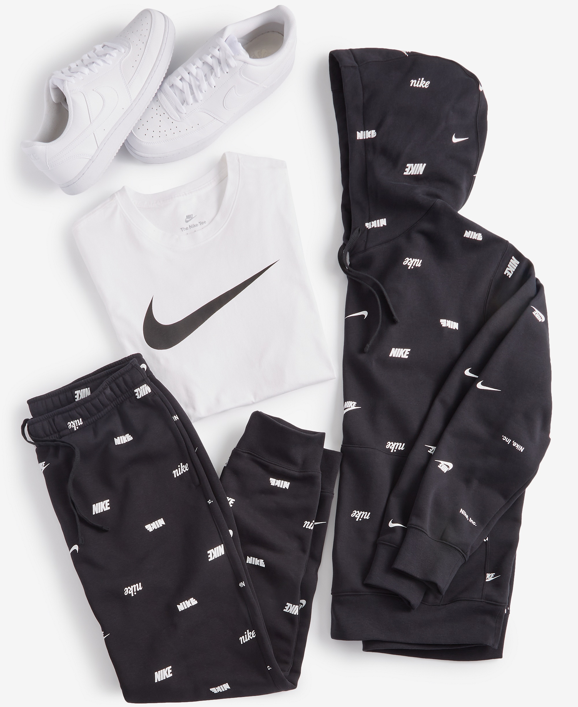 Nike Men's Sportswear Swoosh Short-Sleeve Crewneck T-Shirt - White/Black