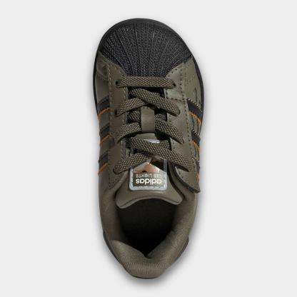 Kids' Toddler adidas Originals Superstar LED Lights Comfort Closure Stretch Lace Casual Shoes - Silver Pebble/Olive Strata/Core Black - Top view