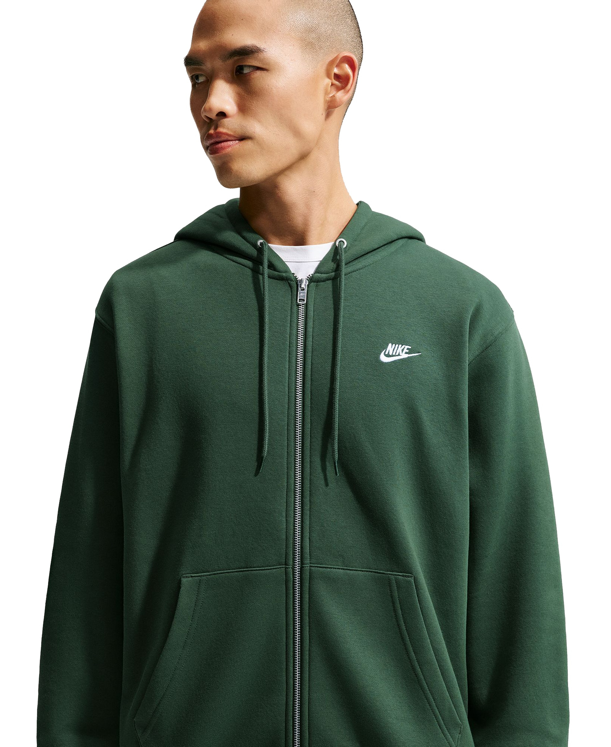 Nike Men's Full-Zip Fleece Regular-Fit Hoodie - Fir/White