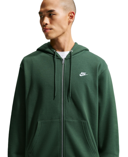 Nike Men's Full-Zip Fleece Regular-Fit Hoodie - Fir/White