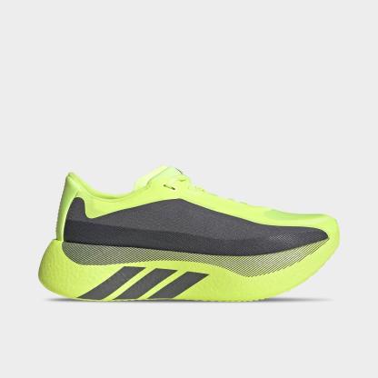 Men's adidas Hyperboost Edge Running Shoes - Part 1 - Hi-Res Yellow/Iron Metallic/Grey - Left shoe facing left. Outside of the shoe.