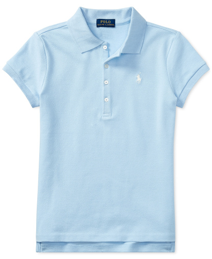 Polo Ralph Lauren Girls' 7-16 Stretch Cotton Mesh Polo Shirt - Office Blue