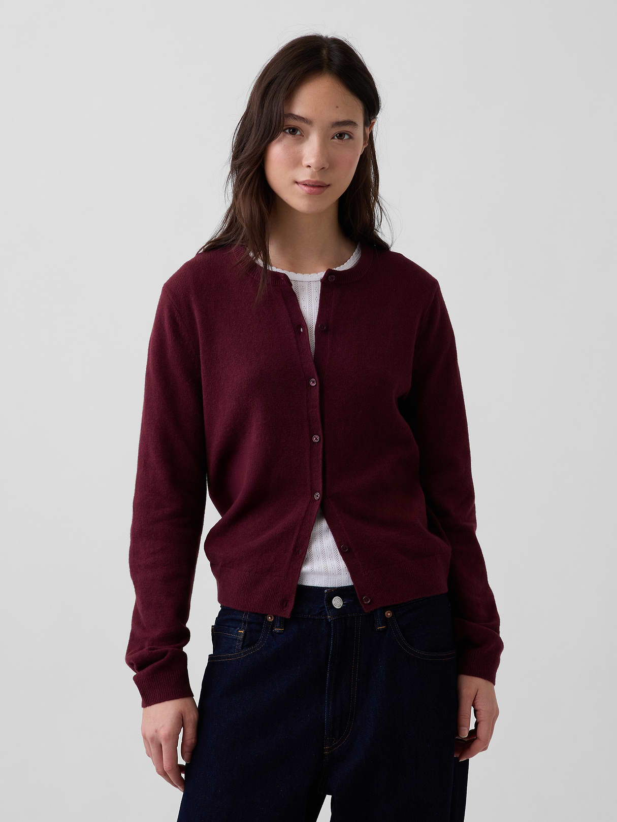 CashSoft Crop Cardigan - Noir red