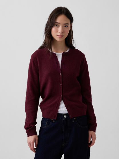 CashSoft Crop Cardigan - Noir red