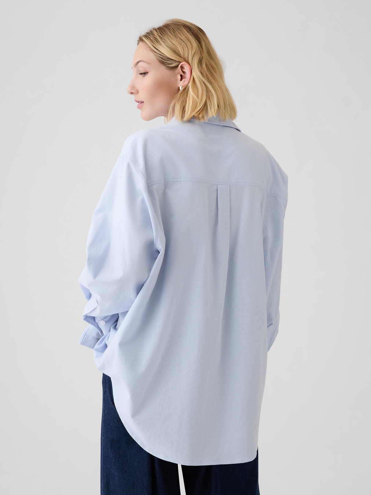 Organic Cotton Poplin Stripe Big Shirt - blue crystal