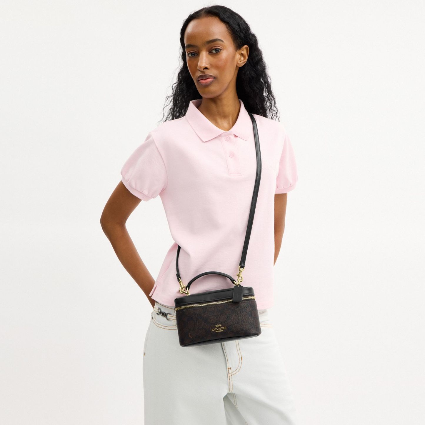 Rainer Crossbody Bag 18 In Signature Canvas - Gold/Walnut/Black - view 3